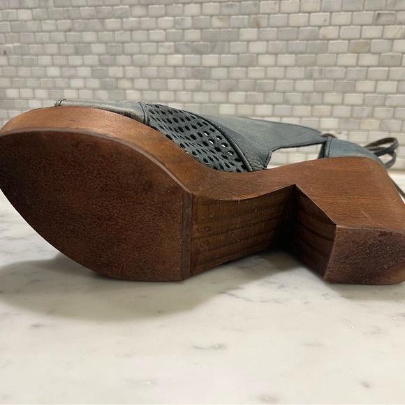 FREE PEOPLE wood heel tie bootie heels - Picture 11 of 12